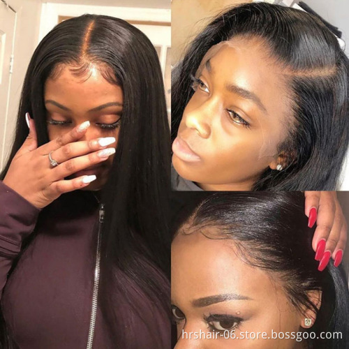 Indian straight hair Swiss Lace Frontal Wig 12-28 Inch Glueless Lace Front Wigs Natural Black Wigs For Black Women